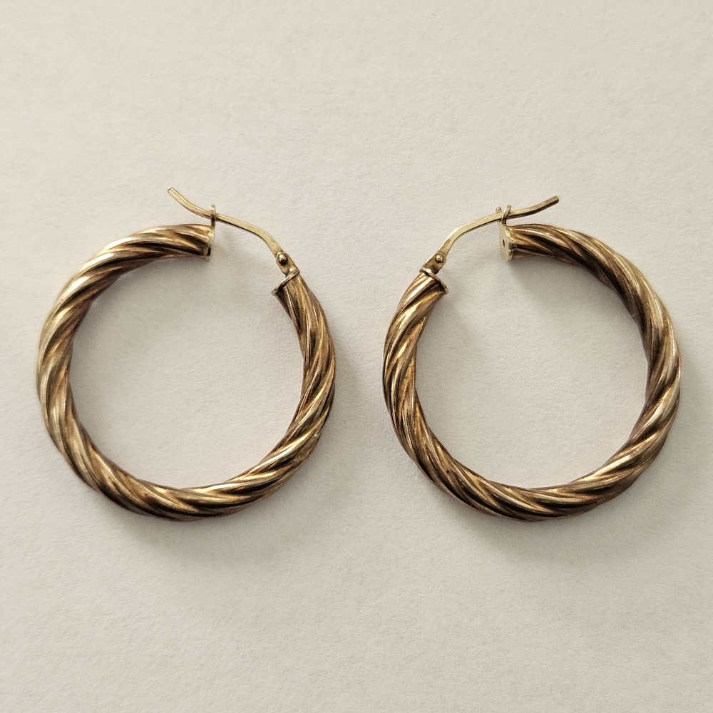 Vintage Sterling Silver Gold Plated Hoop Earrings Retro Bohemian Feminine - Picture 2 of 5